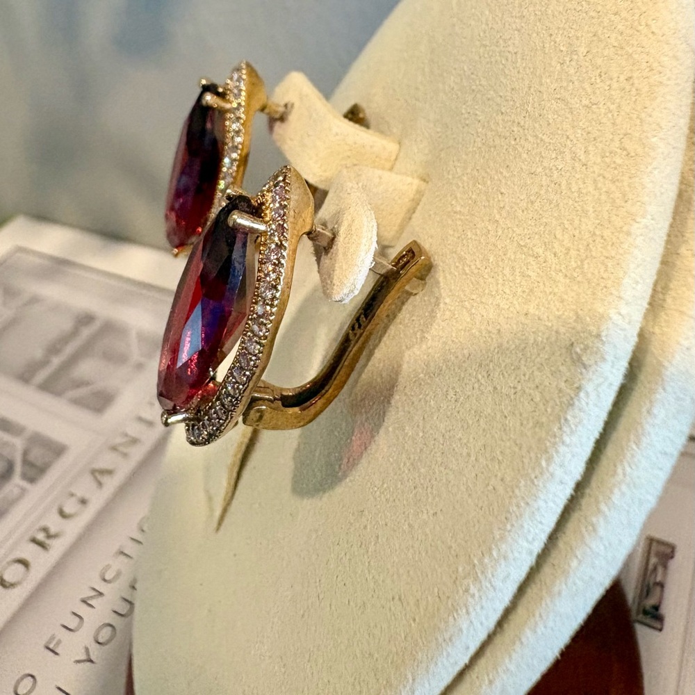 Glamorous Ruby Red Teardrop Earrings - image 4